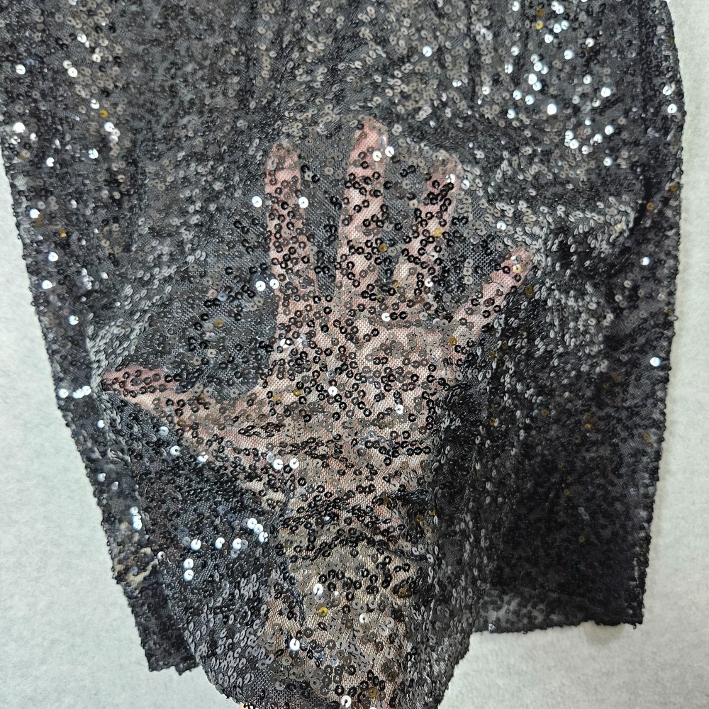 Intimately Free People Black Sheer Sequin Sexy Mini Sz M Cami Dress - Picture 5 of 12